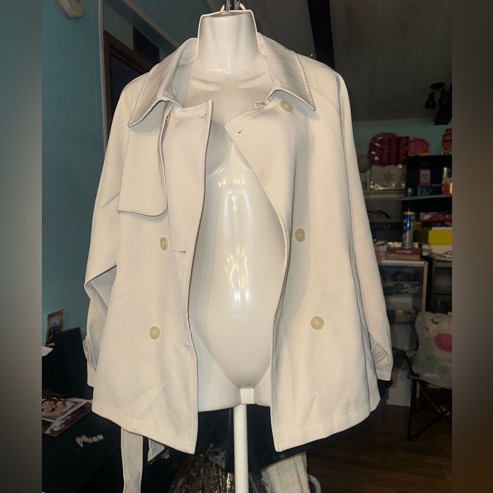 Women’s Cream Double-Breasted Pea Coat